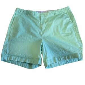 LL Bean Favorite Fit Mint Green Chino Shorts Womens 18 Reg 287708 Stretch Cotton